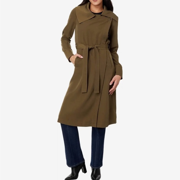 Avex Les Filles Belted Drape Front Trench Small NWT - Picture 5 of 16